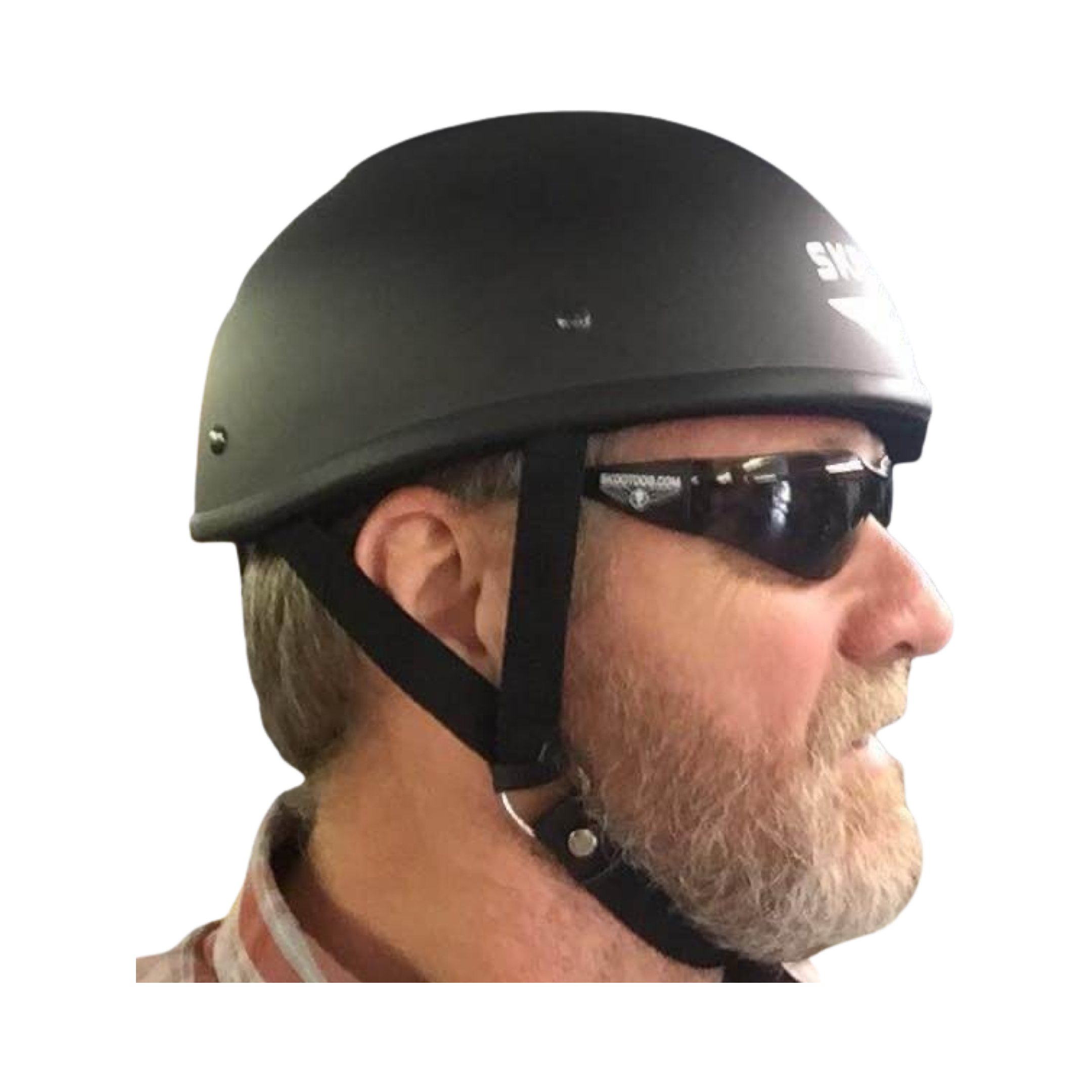 Half Motorcycle Helmet German Style Leather With Checker Stripe