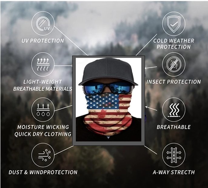 Face Shield Subdued American Flag Neck Gaiter Fabric Bandana
